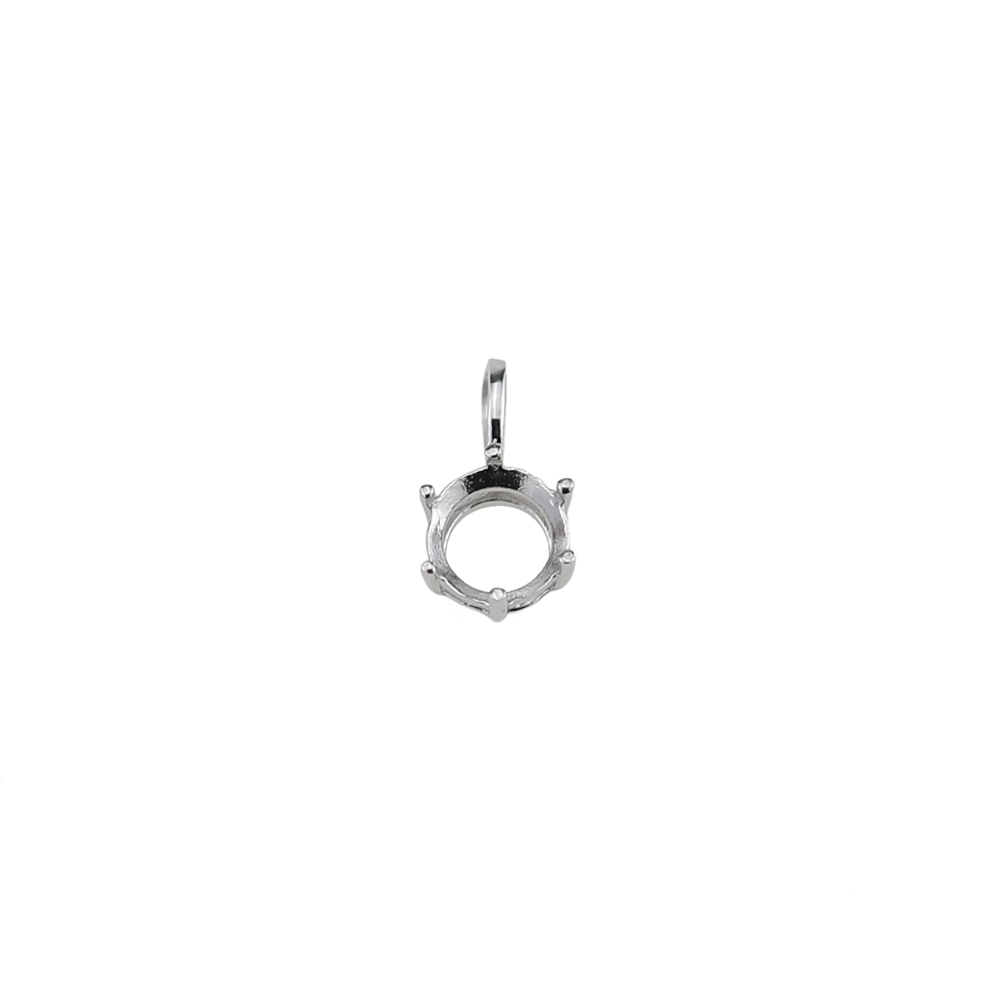 1Pcs 6-8MM Simple Round Prong Bezel Rose Gold Plated Solid 925 Sterling Silver Pendant Blank Settings for Moissanite Gemstone 1411249 - Click Image to Close